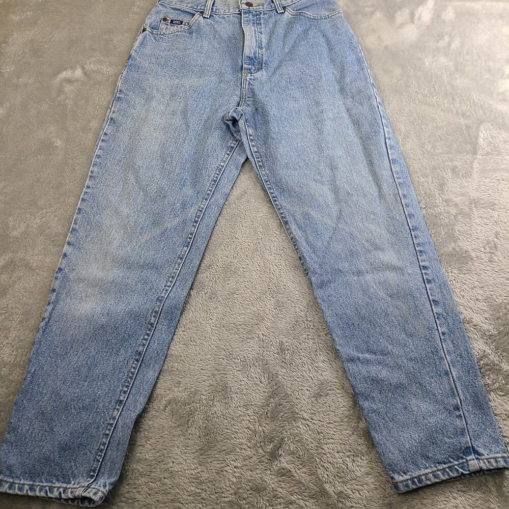 Vintage Lee Jeans Women’s 12 PET Blue Relaxed Tapered Denim Union Stamp Cotton